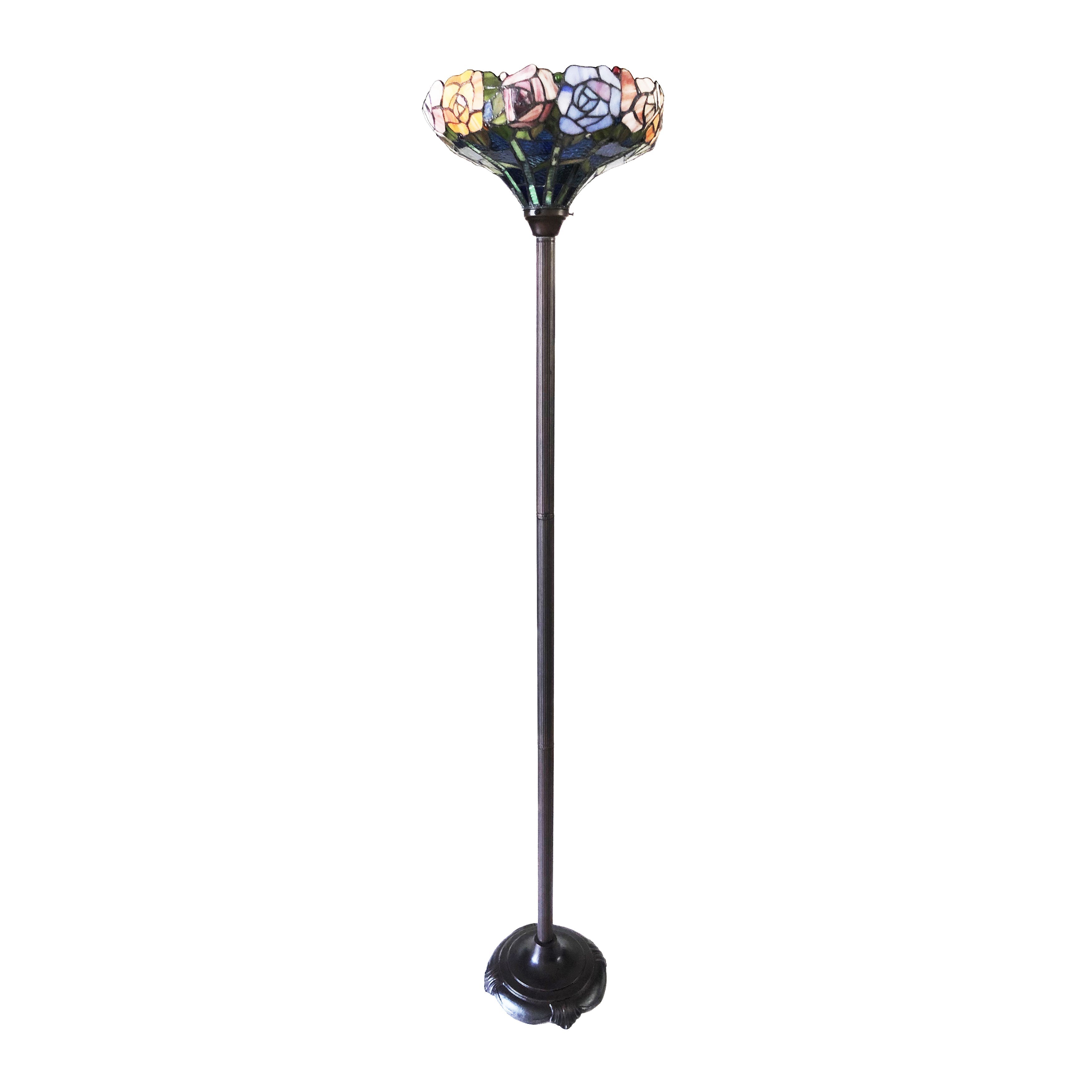 RADIANCE Goods Tiffany-Style Floral Stained Glass Torchiere Floor Lamp 67" Height