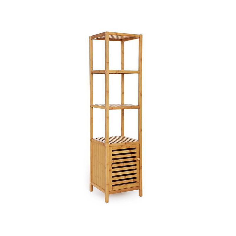 4 Tiers Wicker Bathroom Floor Cabinet Storage Tower Multifunctional Shelving Unit