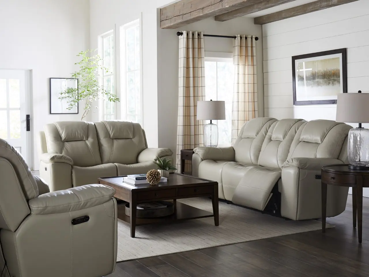 Chandler Linen Power Reclining Sofa with Hidden Cup Holders