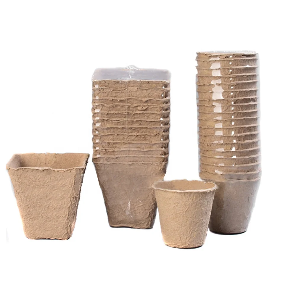 6*6CM Degradable pulp round seedling cup biodegradable flower plant peat pots tray planting pulp pape pots for seedling