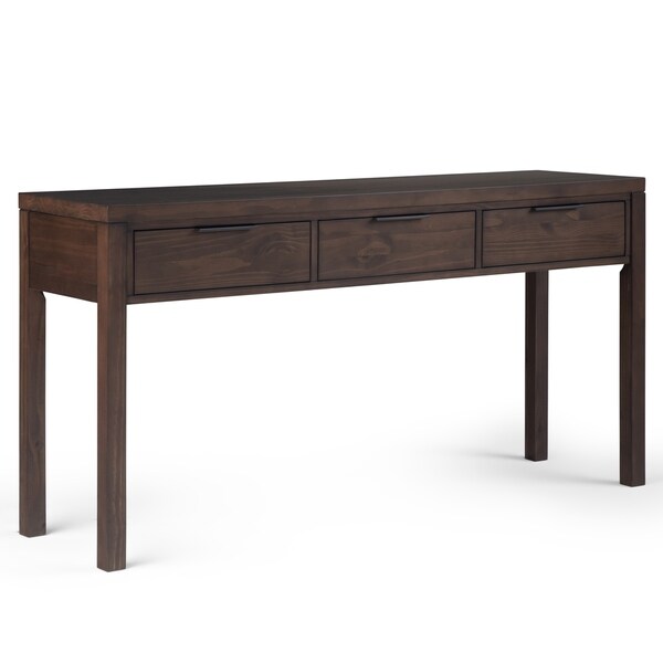 WYNDENHALL Fabian SOLID WOOD 60 inch Wide Contemporary Wide Console Table in Warm Walnut Brown - 60