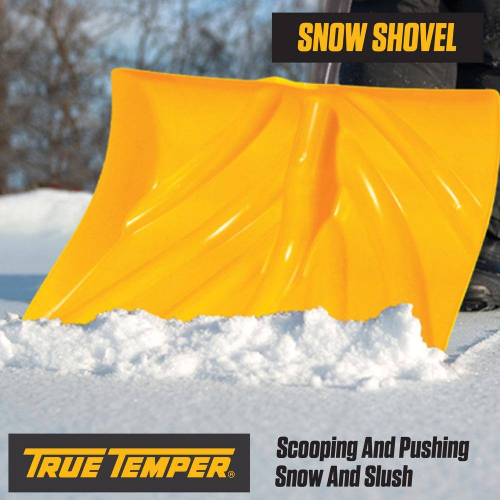 True Temper 3-Piece Snow and Ice Removal Combo with Shovel Pusher and Scraper Garden Tool Set 10000-03453