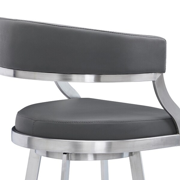 Dione Counter/Bar Height Swivel Faux Leather and Brushed Stainless Steel Bar Stool - N/A