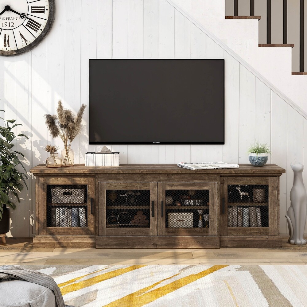 DH BASIC Rustic Reclaimed Oak 69 inch Wide 6 Shelf TV Stand by Denhour