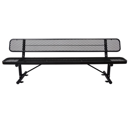 8 ft. Outdoor Steel Bench with Backrest BLack W465...