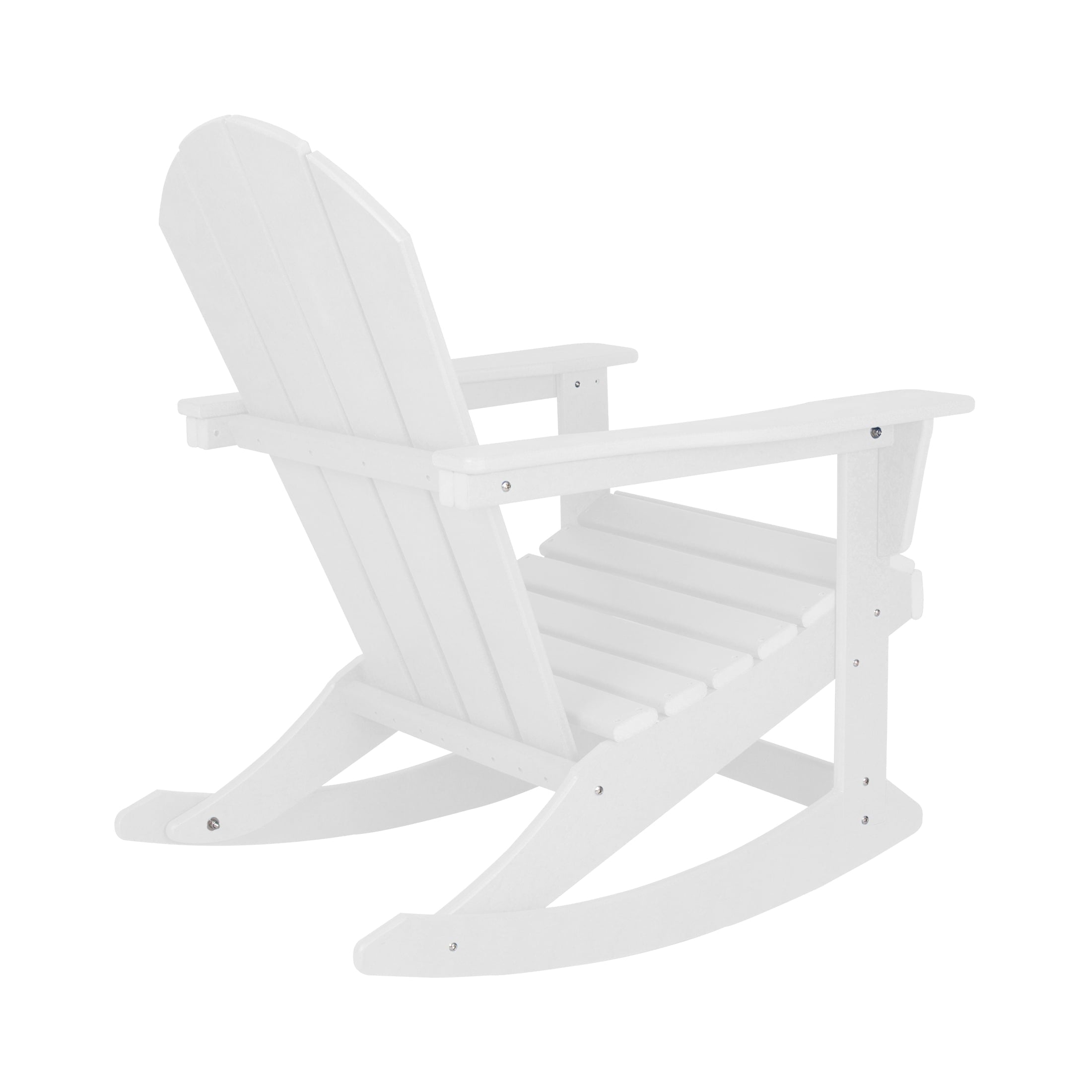 GARDEN Plastic Adirondack Rocking Chair for Outdoor Patio Porch Seating, White