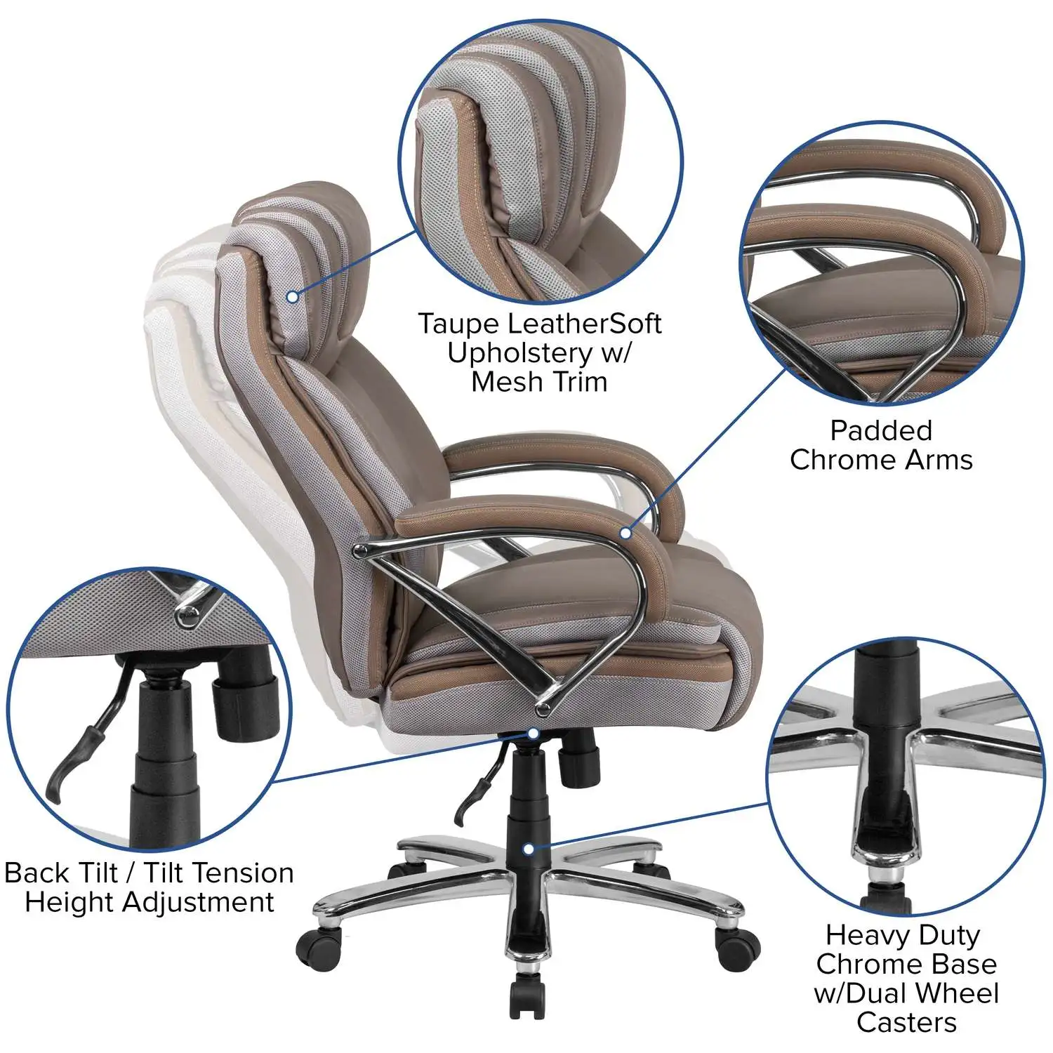 Taupe Leather Office Chair