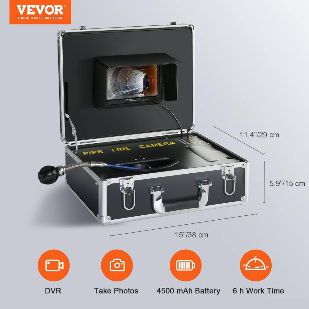 VEVOR Sewer Pipe Camera 7 in. Screen Pipeline Inspection Camera 98 ft. with DVR Function 16GB SD Card Storage Box for Market LXKXSGDNKJ730RHL1V1