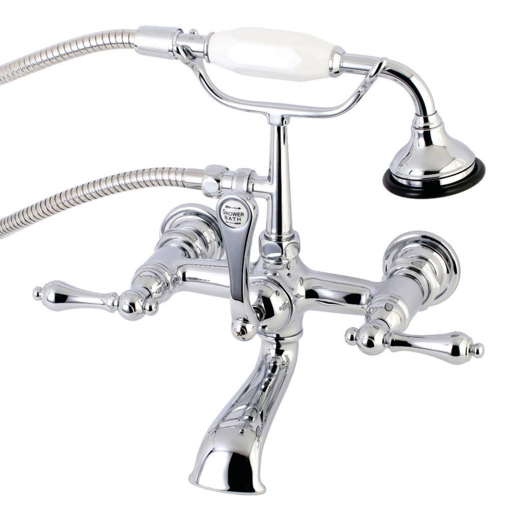 Kingston Brass Vintage 7 in. Center 3-Handle Claw Foot Tub Faucet with Handshower in Chrome HAE552T1