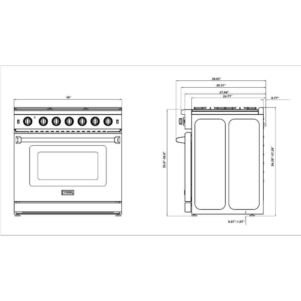 Thor Kitchen Pre-Converted Propane 36 in. 6.0 cu. Ft Single Oven Professional Gas Range in Stainless Steel with 6-Burners LRG3601ULP