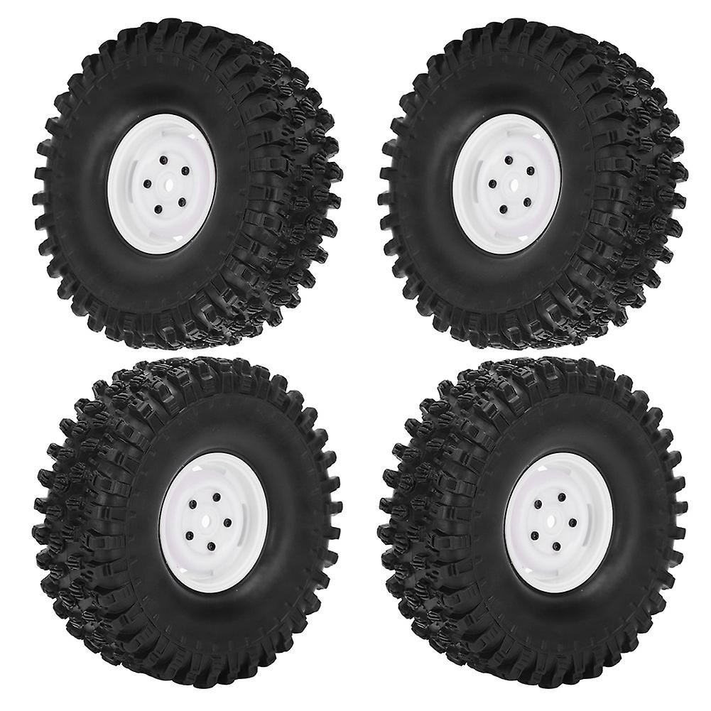 4pcs 1.9 Inch Wheel Rim Rubber Tire Rc Accessory Fit For Axial 1/10 Rc Crawler 120mm Blanc