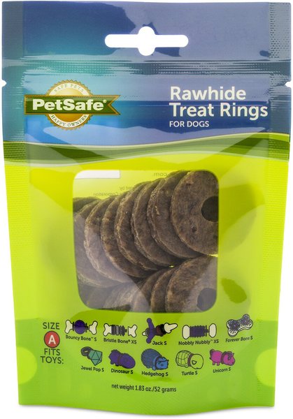 PetSafe Busy Buddy Natural Rawhide Rings Dog Treats， Size A