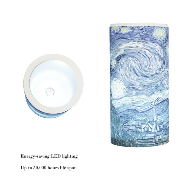 Hastings Home Led Starry Night Candle With Realistic Flameless Light Remote Control Timer And Vanilla Scent Blue And White