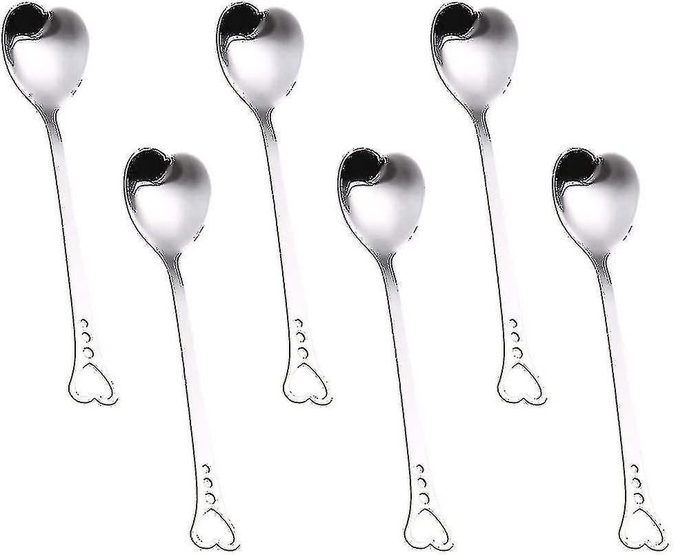 10 Pcs Stainless Steel Heart Spoons Dessert Spoons Coffee Spoons