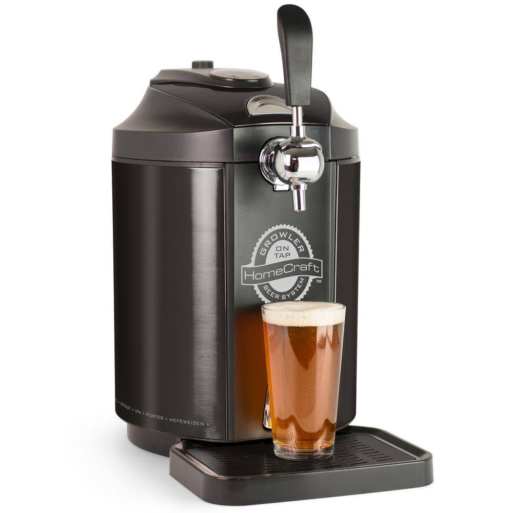 HomeCraft 169 oz. Black Stainless Steel On Tap Beer Growler System HCCBD5BS