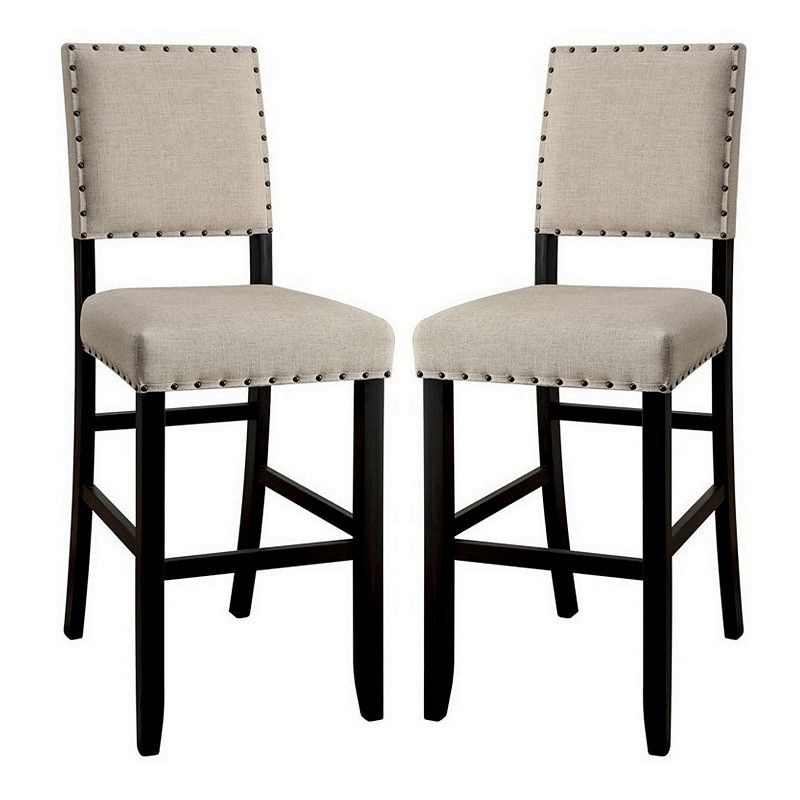 SANIA II Rustic Counter Height Chair， Antique Black Finish， Set of 2