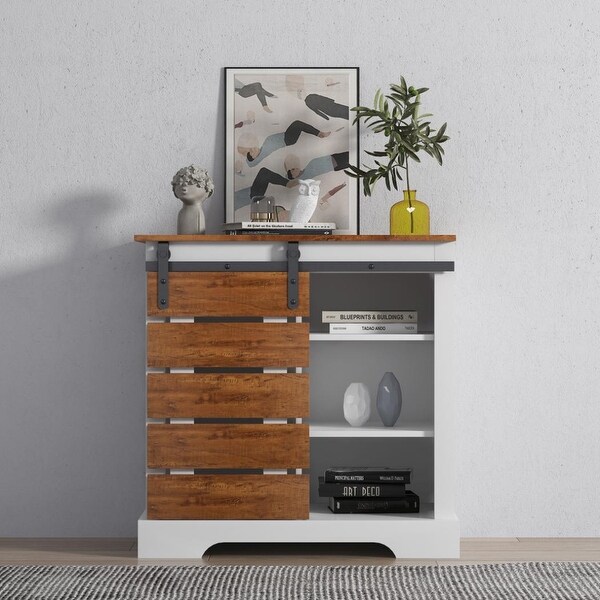 Buffet sideboard with sliding barn door