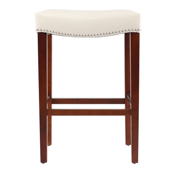 White Leather Barstool 2 pcs Set - 30 inch Seater Height