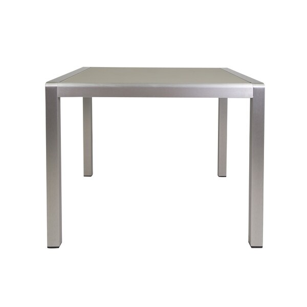 Outdoor Dining Table Anodized Aluminum Tempered Glass Table Top Square