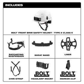 MW BOLT White Type 2 Class E Front Brim Non-Vented Safety Helmet (2-Pack) 48-73-1321X2