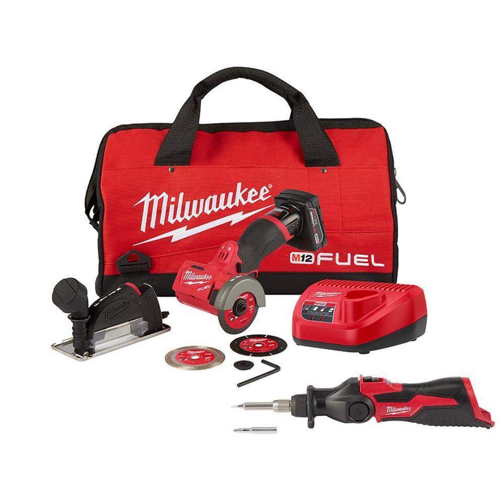 MW M12 FUEL 12V 3 in. Lithium-Ion Brushless Cordless Cut Off Saw Kit with M12 Soldering Iron 2522-21XC-2488-20