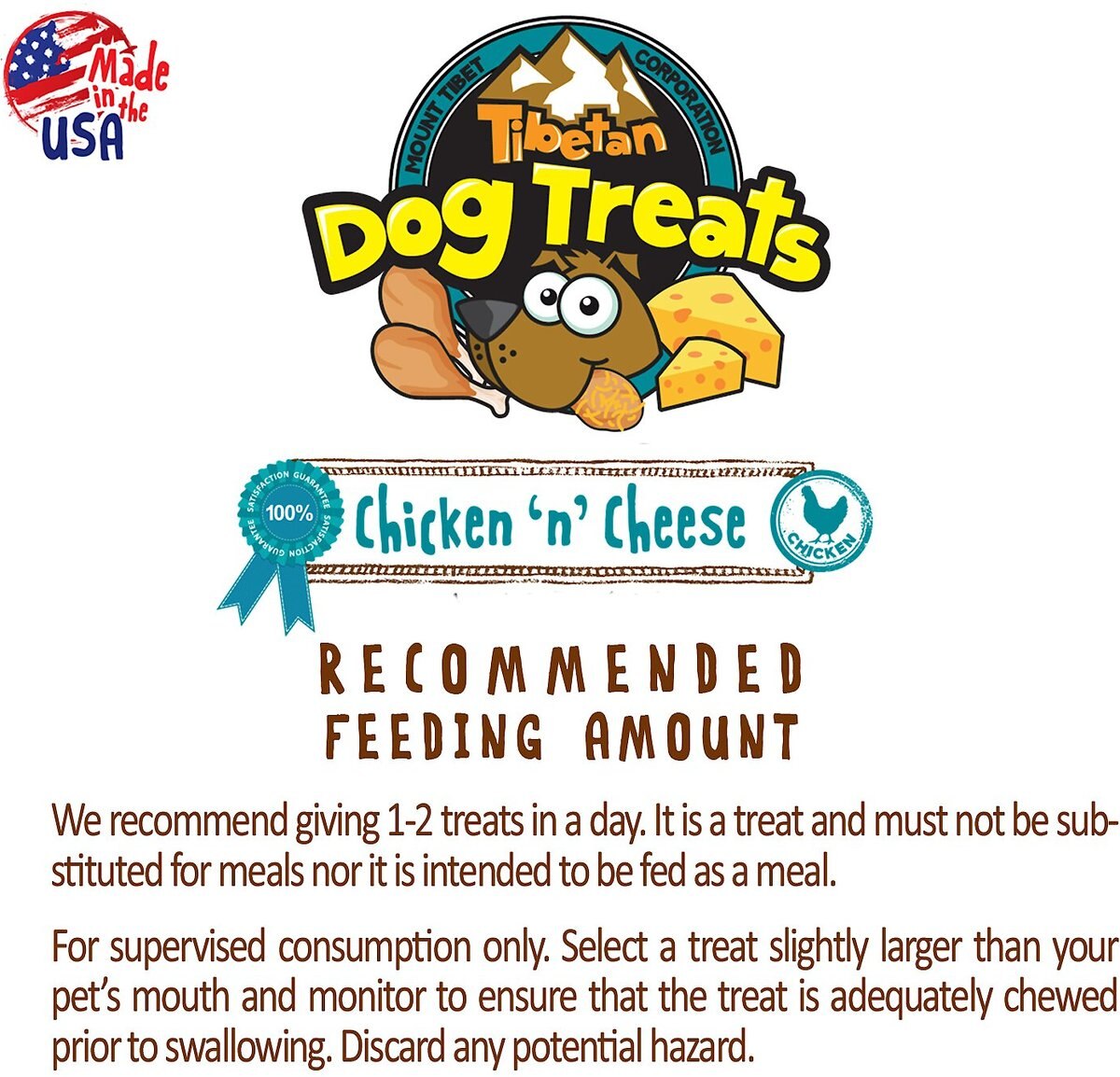 Tibetan Dog Treats Chicken 'n' Cheese Grain-Free Dehydrated Dog Treats， 3.5-oz pouch