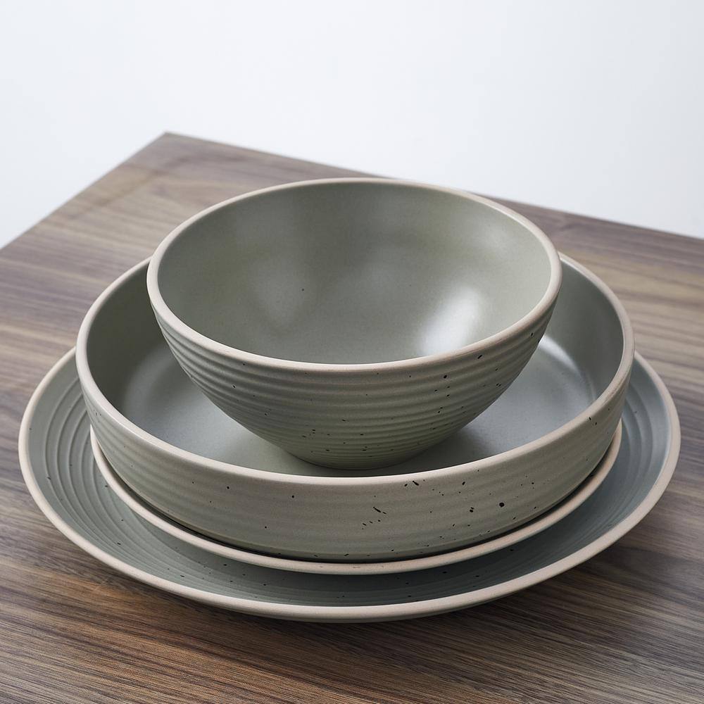 STONE LAIN Stone Lain Lauren 16-Piece Dinnerware Set Stoneware Service For 4 Green BLB1102-B010002