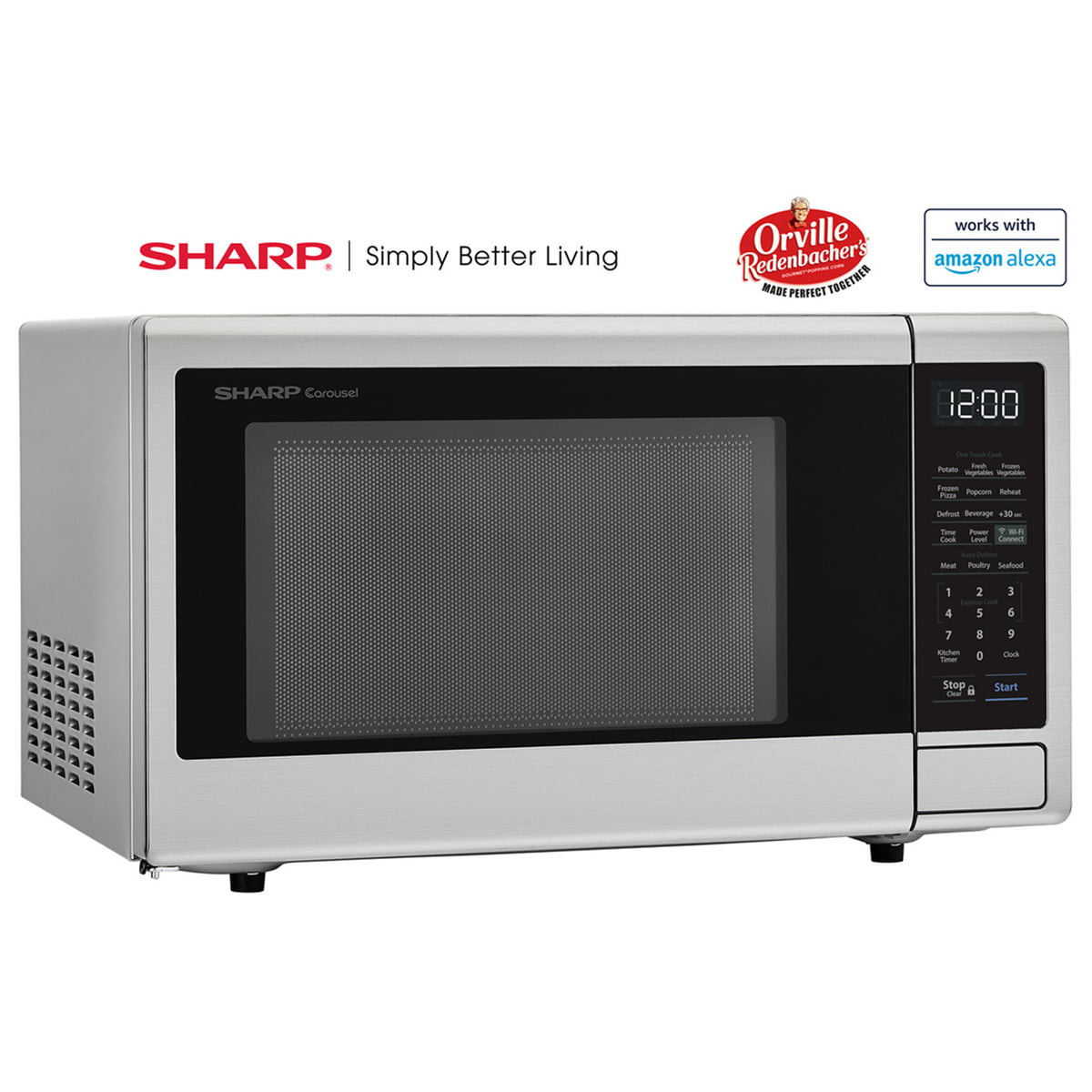 Sharp SMC1139FS 1.1 CF Smart Countertop Microwave Oven, Orville Redenbacher's Certified Steel