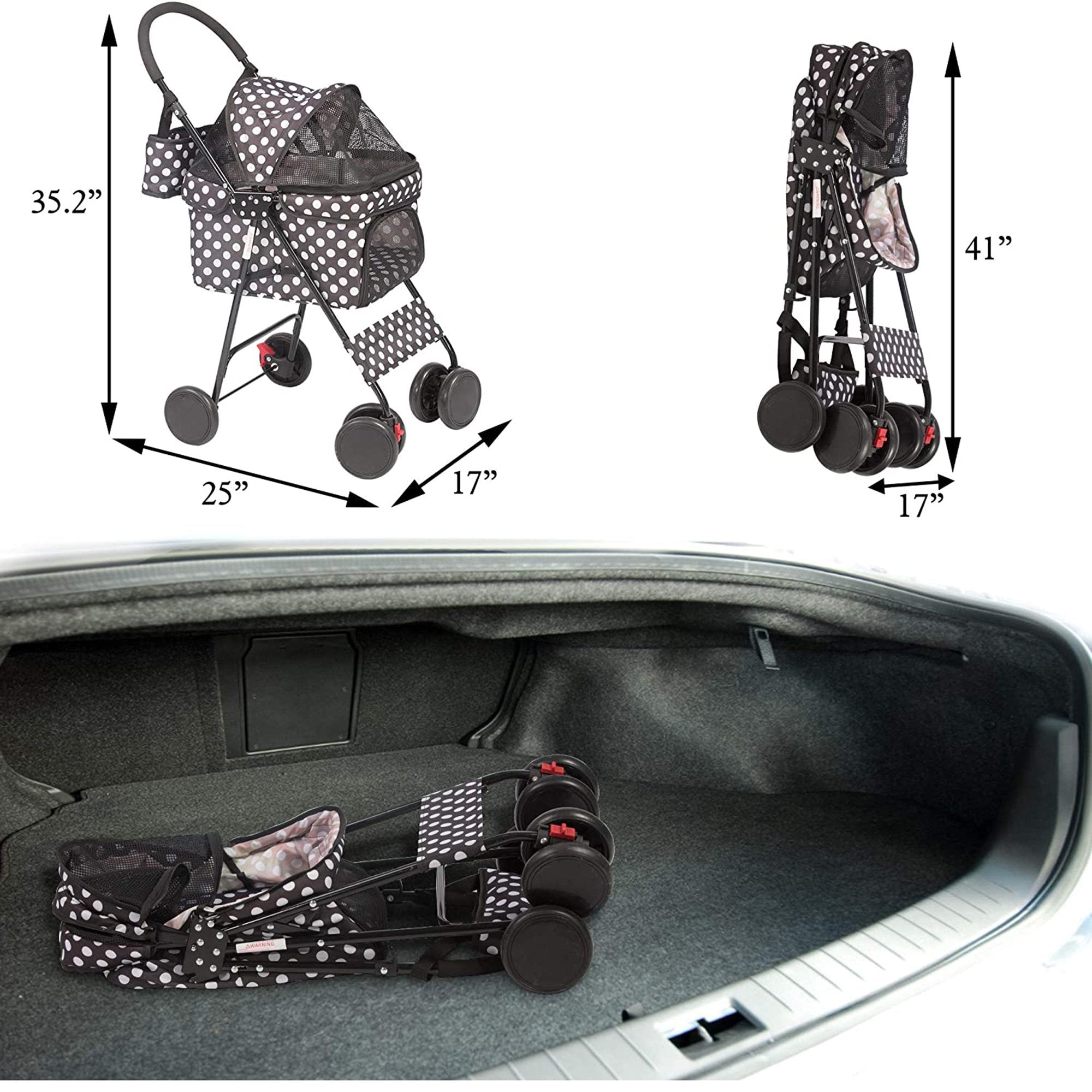 Karmas Product Folding Dog Stroller Travel Cage Stroller for Pet Cat Kitten Puppy Carriages