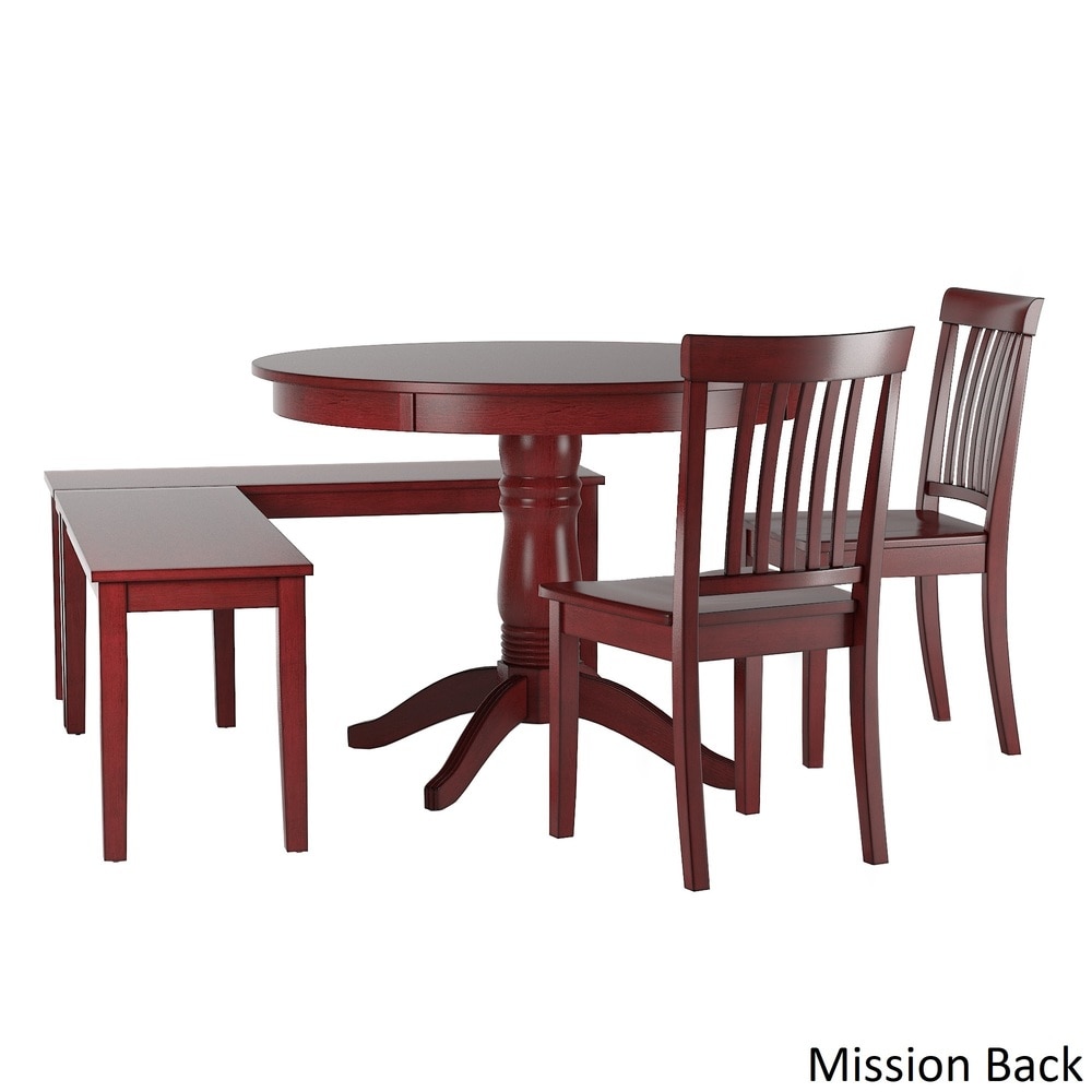 Wilmington II Round Pedestal Base Antique Berry Red Breakfast Nook Set by iNSPIRE Q Classic