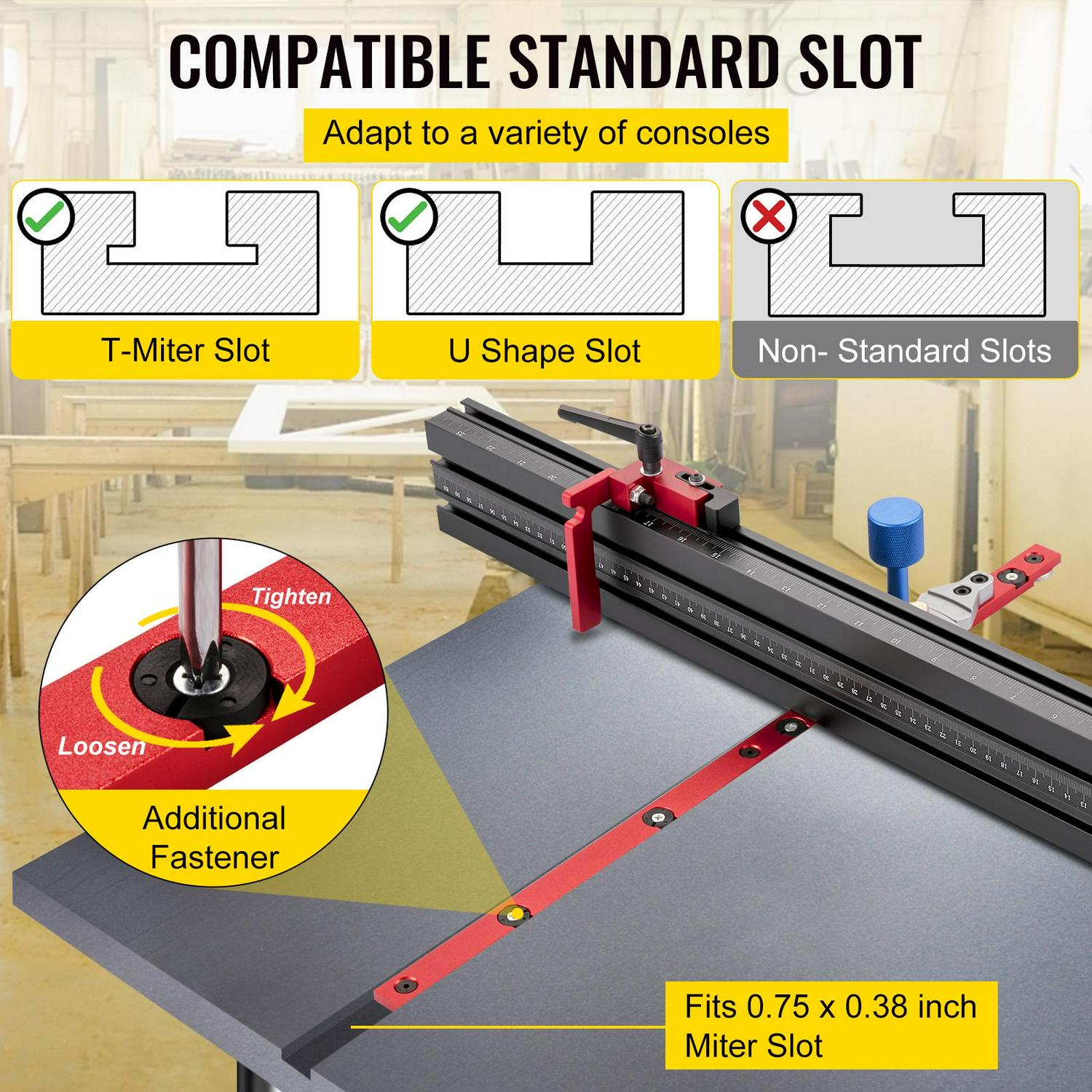 VEVOR Precision Miter Gauge Fence System Woodworking Tools DIY Accessiories for Table Saw，Band Saw，Router Table