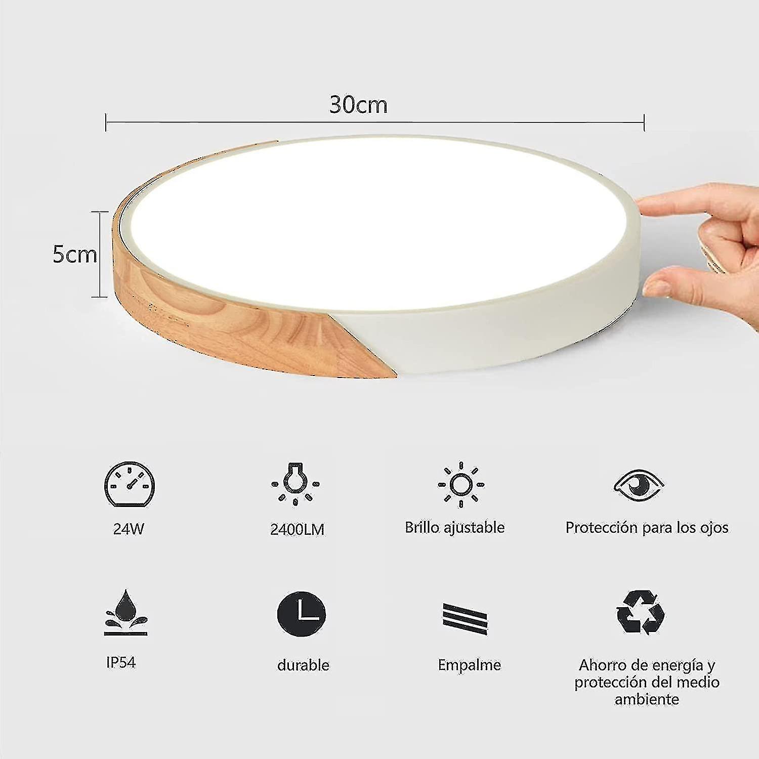 Led Ceiling Light，wood Ceiling Light，18w Modern Round Wooden Led Ceiling Lights，natural White Ceilin