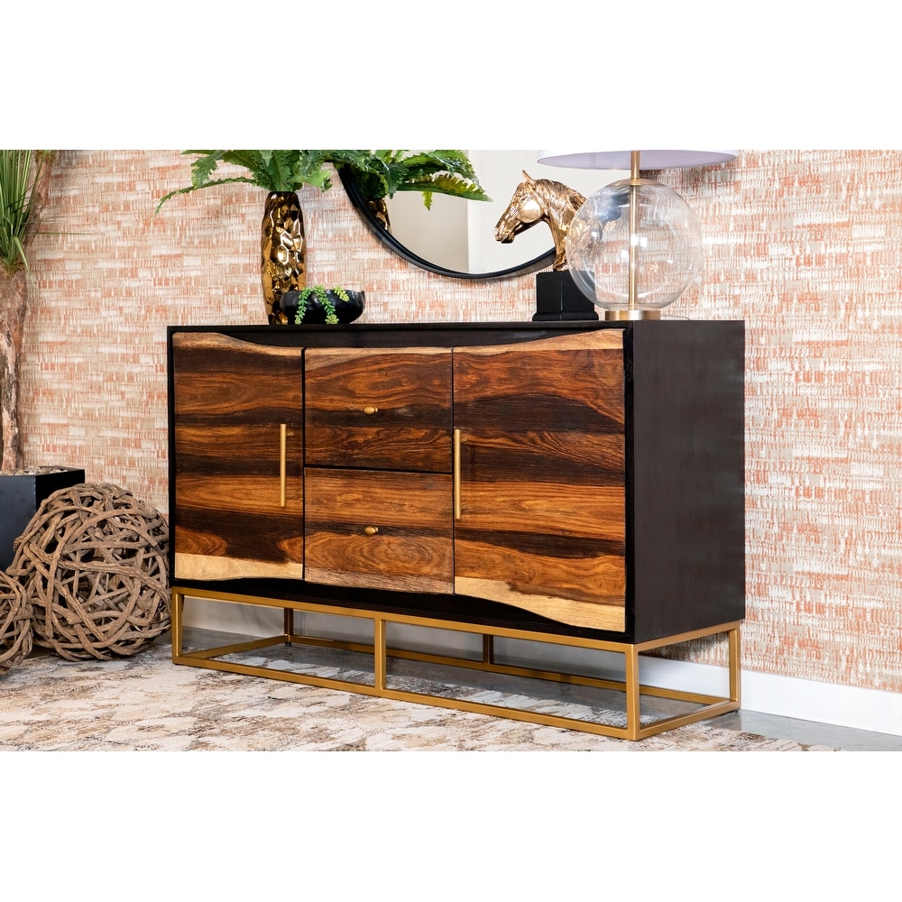 Coaster Furniture Zara Black Walnut and Gold 2 drawer Accent Cabinet