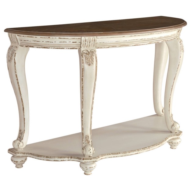 Realyn Sofa Table White brown Signature Design By Ashley