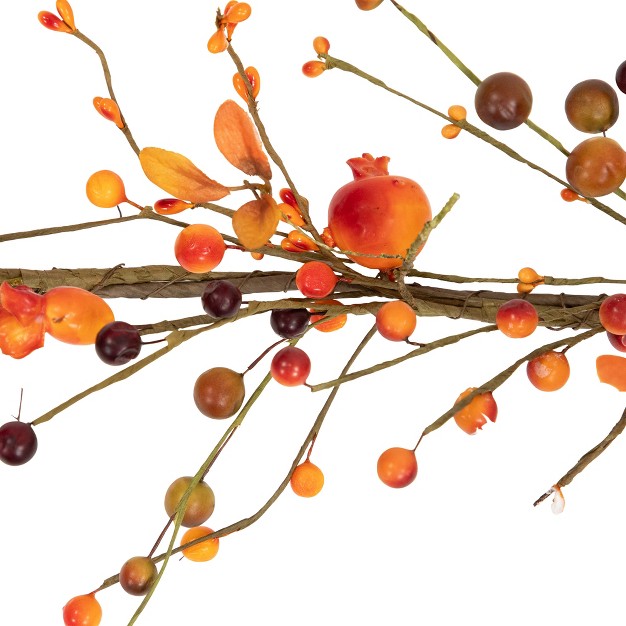 Fall Harvest Berries And Leaves Twig Artificial Garland Unlit