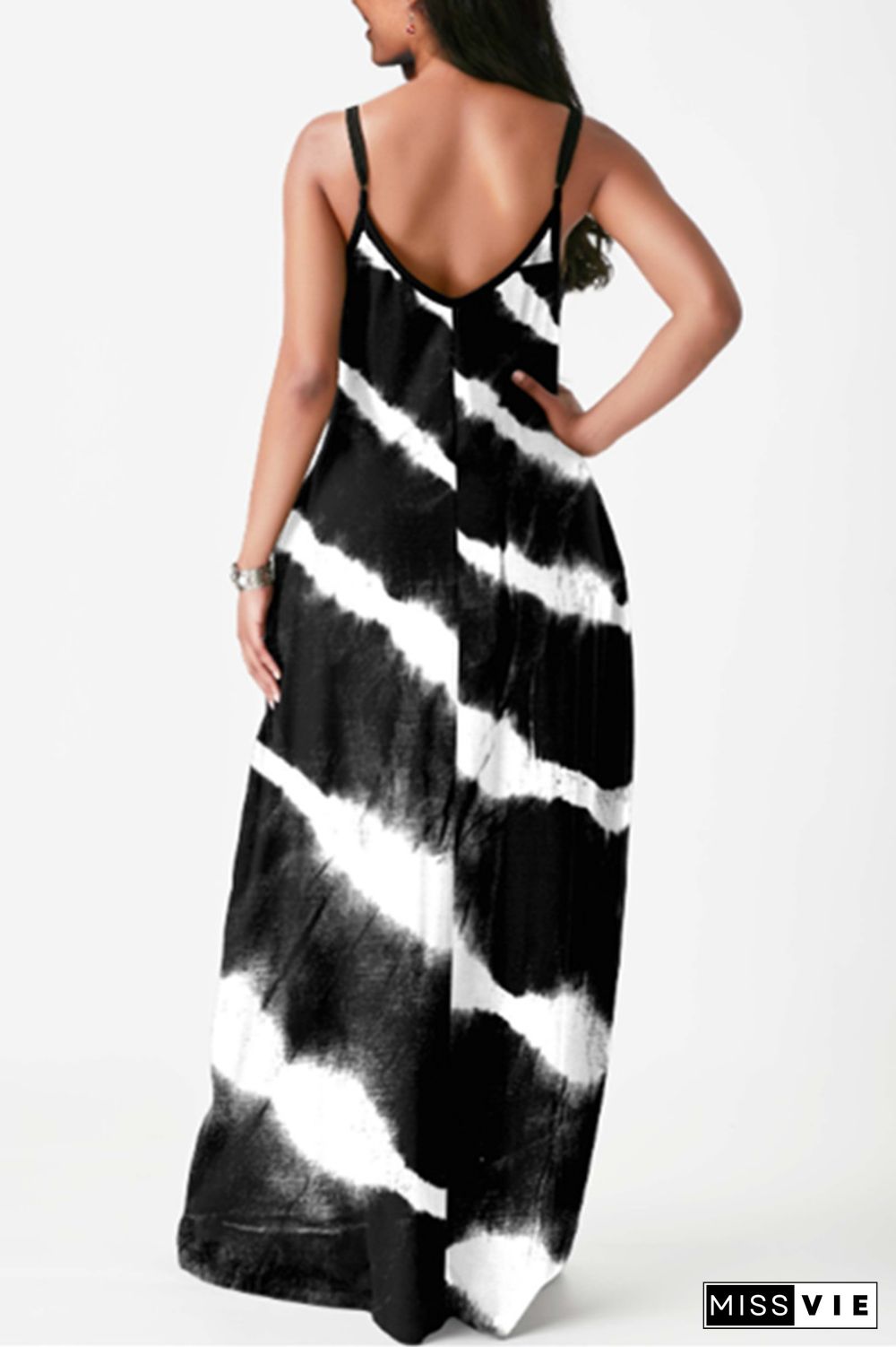 Plus Size Printed Summer Women Sexy Sleeveless Sleeveless Strap V Neck Party Maxi Long Dresses