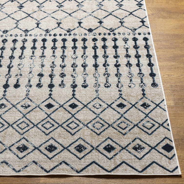 Lyles Machine Washable Moroccan Ink Blue/Gray Area Rug