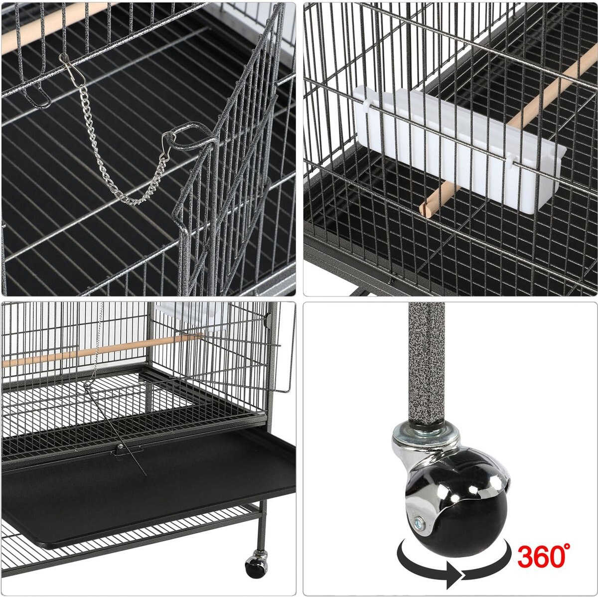 🔥(Last Day Sale 70% OFF) 💥CLEARANCE SALE💥Yaheetech 52-in Rolling Bird Cage， Hammered Black， Large