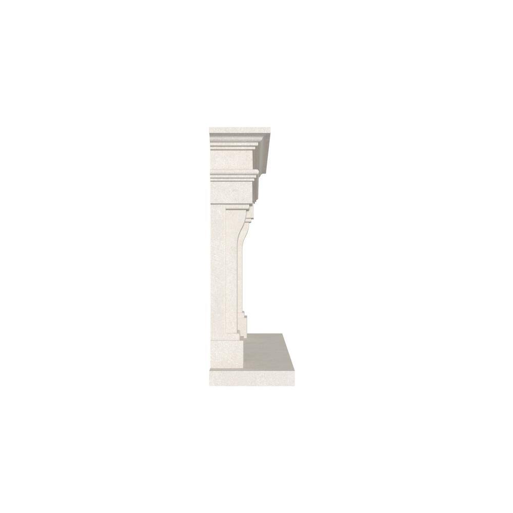 Dynasty Fireplaces Dynasty Lyon 66 in. x 53-18 in. Natural White Limestone Mantel in Honed Finishing LYON66WLH