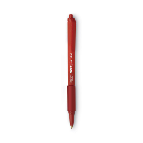 BIC Soft Feel Retractable Ballpoint Pen， Medium 1mm， Red Ink/Barrel， Dozen (SCSM11RD)