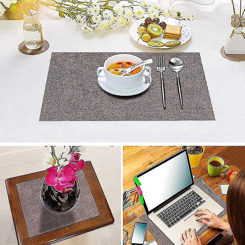 Faux Leather Heat Resistant Placemats Compatible With Dining Table Set Light Gray