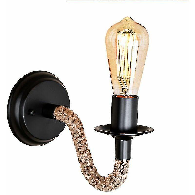 Sconce， Wall Bedside Lamp， Pastoral Aisle Iron Art Hemp Rope Lamps (without Light Source)