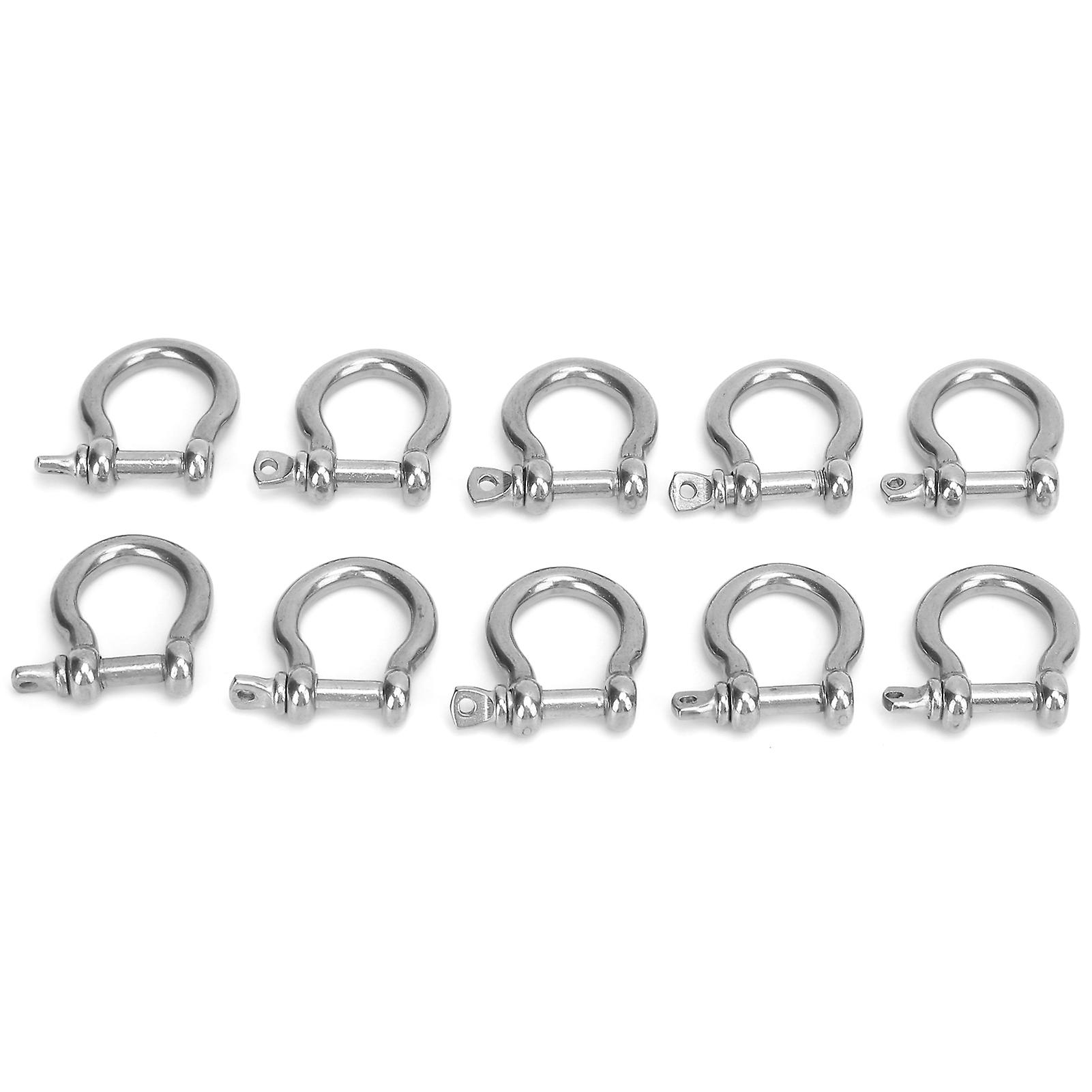 10pcs Bow Shackle Stainless Steel High Hardness D-ring Anchor For Camping Hiking Outdoor Sports(m4 60kg Load )