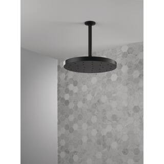 Delta 1-Spray Patterns 1.75 GPM 12 in. Wall Mount Fixed Shower Head with H2Okinetic in Matte Black 52160-BL