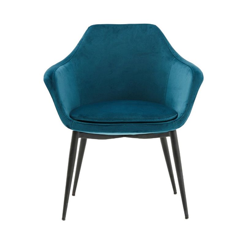 Velvet Upholstered Dining Chair with Padded Seat and Tapered Legs， Blue