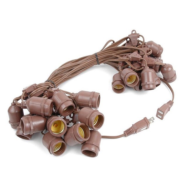 Novelty Lights Edison Outdoor String Lights With 25 Suspended Sockets Brown Wire 37 5 Feet