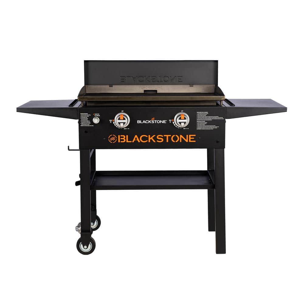 Blackstone 28 in. 2-Burner Propane Gas Griddle (Flat Top Grill) Station in Black with Hard Cover 1924