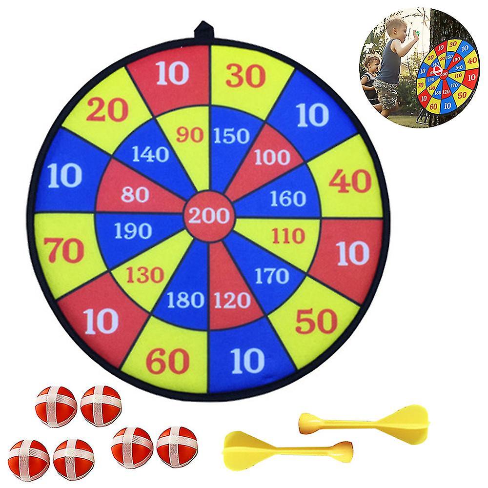 1 Set Kids Game Dart Board Set， Large Fabric Dartboard With 6 Sticky Balls And A Hook， Safe Dart Game Toy Gift For Boys Girls Children Indoor Outdoor