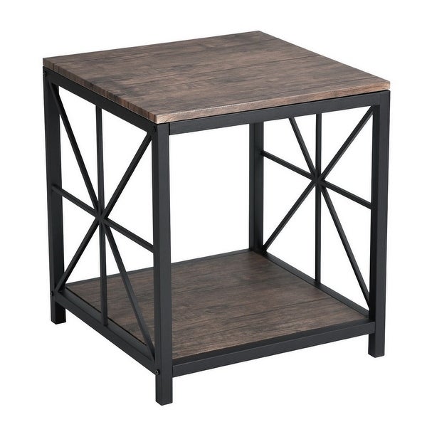 End Table/Side Table with 2-Tier Storage Shelf