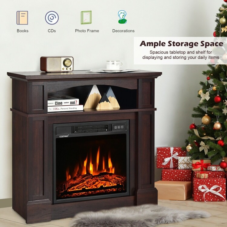 32 Inch 1400W Electric TV Stand Fireplace with Shelf   13\